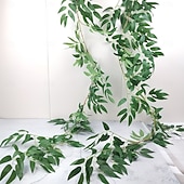 ieftine Plante artificiale și verdeață-2/4 buc ghirlandă artificială din frunze de salcie verde, plante suspendate din plastic lungi de 2 m cu frunze detașabile, decor realist din iederă artificială pentru nuntă, logodnă, petrecere, casă,