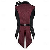 cheap Tops-Medieval Renaissance Steampunk Vest Tailcoat Vampire Royal Attire Fancy Dress Men's Fantasy Halloween Carnival Performance LARP Ren Faire Adults' Vest Brooch