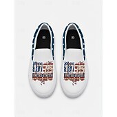  Adidași slip-on din pânză pentru femei cu steagul SUA cu ocazia aniversării de 250 de ani a Statelor Unite - imprimare patriotică cu steagul american încălțăminte casual ușoară și respirabilă pentru