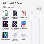 お買い得  スマホケーブル-iPhone 17 Pro Max Plus用USB Type-Cケーブル2本セット、USB Type-AからType-Cへの高速充電コード、データ同期ケーブル（iPhone 16 15、iPad Pro Air、Samsung Galaxy S26 S25 S24 S23 Pro Maxに対応）
