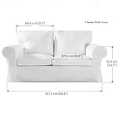  100% Cotton 2 Seater Sofa Cover Sofa Bed Slipcover with Cushion and Backrest Covers Washable Furniture Protector Fits Ektorp Couch Slipcover