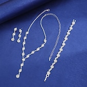 cheap Jewelry Sets-Jewelry Set Three-piece Suit Chrome 1 Necklace 1 Bracelet Earrings Women's Elegant Stylish Jewelry Set For Party Wedding