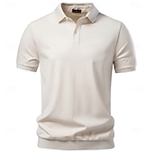 abordables Polo classique pour homme-Homme Polo Chemise de golf Occasionnel Rue Revers Manche Courte Basique Moderne Uni Poids Léger Boutons Été Printemps Coupe régulière bleu marine Kaki Gris Bleu clair Polo