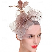 abordables Fascinadores-Vestimenta de Cabeza Plumas Rosario Boda Cumpleaños Elegante Vintage Con Pedrería Celada Sombreros