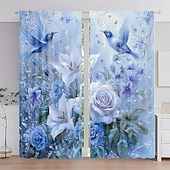 halpa Pimennysverho-2 kpl kasvi- ja kukkataideverhoja, polyesteri-ikkunaverhot tankotaskulla, vihreät kasvitieteelliset kuvioverhot olohuoneeseen, makuuhuoneeseen, keittiöön, asuntolan sisustukseen, kodin sisustukseen