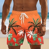 abordables Plantes et Fleurs Tropicales-Homme Cocotier Dégradé de Couleur Plantes Tropicales Maillots de bain Maillots de bain shorts de bain Shorts de Surf Taille Moyenne Hawaïen Extérieur Vacances à la Plage Poches Latérales doublure en