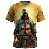  Per uomo Cavalieri Templari Croce Maglietta Manica Corta maglietta Stampa 3D Girocollo Camicia Gotico Vintage Retrò Streetwear Festa oscura Bianco Giallo Tutte le stagioni Abbigliamento S M L XL 2XL
