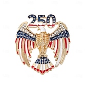  Broche met adelaar en paard ter ere van het 250-jarig jubileum, voor mannen en vrouwen, Amerikaanse patriottische boutonnière met strass-steentjes en een afbeelding van een Amerikaanse zeearend,