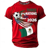economico Magliette da sport e palestra-Coppa di calcio 2026, tre nazioni, partita unica 2026, USA, Canada, Messico, pallone da calcio, porta, rete, Nord America, torneo di calcio, maglietta sportiva per tifosi, grafica, vestibilità