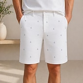 abordables Pantalones Cortos Impresos-Men's Nautical Anchor Compass Bermuda shorts Casual Shorts Golf Shorts Mid Waist Business Casual Work Beach Sports Outdoor Flat Front Shorts with 4 Pockets Designer Clothing Apparel