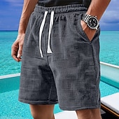 tanie Szorty casualowe-Męskie Szorty waflowe Szorty Letnie szorty Szorty na co dzień Ściągana na sznurek Kieszeń Elastyczny pas Równina Komfort Oddychający Krótki Na zewnątrz Urlop Sportowy Codzienny Biały Jasnozielony