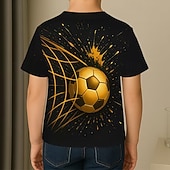 abordables Deportes y Juegos 3D para Niños-Chico 3D Graphic Fútbol Americano Camisetas de fútbol Camiseta Manga Corta Impresión 3D Verano Primavera Deportes Moda Ropa de calle Niños 5-12 años Cuello Barco Casual Diario Exterior Ajuste regular