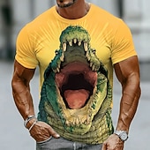  Tricou bărbătesc cu imprimeu de aligator și crocodil, gură deschisă, dinți ascuțiți, amuzant, cool, streetwear, hip hop, animale sălbatice, guler rotund, mânecă scurtă, imprimeu integral, croială