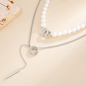 billige Halskjeder-Halskjede Perle Perle Dame Elegant Multi Layer Halskjeder Til Daglig