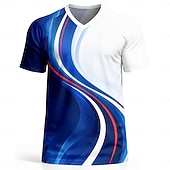 preiswerte Lauf-T-Shirts &amp; Tanktops-Herren-Fußballtrikot, atmungsaktives Mesh-Oberteil, Turnier-Fußballshirt, französische Farben, blau, weiß, rot, gemustertes T-Shirt