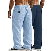 economico Classico-Per uomo Pantaloni di Lino Pantaloni Pantaloni Estivi Pantaloni Larghi Pantaloni da Spiaggia Coulisse Elastico in vita Gamba Dritta Semplice Comodità Traspirante Lunghezza intera Casuale Quotidiano