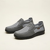 cheap Slip-On Casual Shoes-Men's Gray Slip-On Casual Loafers Breathable Lightweight Comfort Walking Shoes for Daily Wear, Travel, Commuting, Office and Smart Casual Style