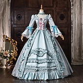 baratos Vestidos-Rococó Barroco Vestido de Baile Longo Vestidos Vestido de Baile Princesa Casamento Jacquard De Baile Decote Redondo Fantasia Mulheres Real Dia Das Bruxas Carnaval Baile de Máscaras Baile de Formatura