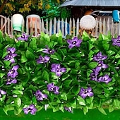 cheap Artificial Plants &amp; Greenery-Expandable Artificial Ivy And Orchid Privacy Screen Fence With Realistic Green Leaves, Durable Wood-Plastic Material, Maintenance-Free Outdoor Garden Decoration, Ideal For Patio, Balcony, Backyard
