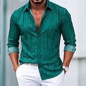 abordables Camisas con botones para hombre-Hombre Camisa para Vestido A Rayas Casual Diario Negro Blanco Rojo Verde Trébol Manga Larga Cuello Vuelto Verano Primavera Ropa