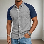  Herr Skjorta Button Down skjorta Casual skjorta Tvätta skjorta i 100 % bomull Rodnande Rosa Blå Grön Ljusgrå Mörkgrå Kortärmad Slät Tröjkrage Ledigt Dagligen Färgblock Kläder Elegant Mode Ledigt