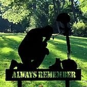 cheap U.S. 250th Anniversary-Memorial Day Outdoor Patriotic Metal Soldier Yard Sign, 4th of July Decoration, Fallen Soldier Memorial, Iron Art Garden, Cemetery &amp; Lawn Decor
