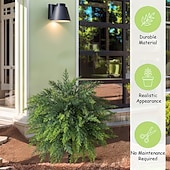 お買い得  人工植物と緑-人工杉の木、高さ20.9インチの人工緑葉、地面に差し込むスパイク付き、リアルな屋内/屋外のホームデコレーション、プランターや庭の装飾、使いやすい床飾り