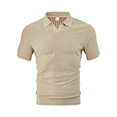 billiga Herrars klassiska polo-Herr Ribbstickad topp Golf pikétröjor Ledigt Arbete Kavajslag Ribbstickad polokrage Kortärmad Grundläggande Modern Ensfärgat Knappar Stickat Vår &amp; sommar Sommar Vår Smal passform Blå Svart Vit Vinröd