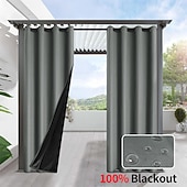 preiswerte Wasserdichte Vorhänge-Wasserdichter, verdunkelnder, grauer Terrassenvorhang mit Ösenaufhängung, wärmeisolierend und blickdicht für Pergola, Pavillon, Veranda, Terrasse, Balkon, Gartenhaus und Garten.