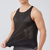 billige Løpe T-skjorter og tanktopper-Herre Ensfarget Treningstank topp Singlet til jogging Gymtopp Sommer Vår Netting Ermeløs Hurtigtørkende Komprimering Fukttransport Pustende Treningsøkt Løp Vandring Jogge Blå Svart Hvit Sports