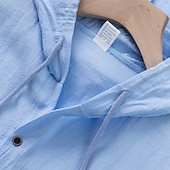 رخيصةأون أجازة-رجالي قميص قميص كتان قميص صيفي ملابس الشاطئ زر حتى القميص قميص مقنع لون الصلبة عطلة شارع أزرق أسود أبيض أخضر بدون كم مع قبعة الصيف الربيع ملابس