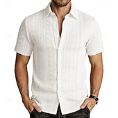 Χαμηλού Κόστους Ανδρικά Smart Casual πουκάμισα-Ανδρικά Πουκάμισο Casual πουκάμισο Πουκάμισο με κουμπιά Πουκάμισο ζακάρ Μαύρο Λευκό Πράσινο Ανοικτό Βαθυγάλαζο Καφέ Κοντομάνικο Σκέτο Κολάρο Πουκαμίσου Causal Καθημερινά Ζακάρ Ρούχα