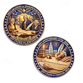 abordables 250e Anniversaire des États-Unis-Pièce commémorative du 250e anniversaire des États-Unis, pièce de collection défi sur la déclaration d'indépendance avec les pères fondateurs &amp;Modèle de document historique, souvenir patriotique en