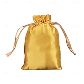 abordables Verktøy og tilbehør-10Pcs Wig Bags with Satin Drawstring, Black Silk Hair Storage Bags for Multiple Wigs, Bundles, Extensions
