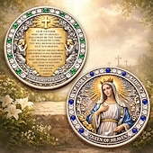  reine du ciel &Pièce commémorative chrétienne représentant la prière du Seigneur, la Vierge Marie, objet de collection religieux, verset biblique inspirant, cadeau pour les catholiques. &chrétiens