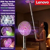 abordables Contrôle des Insectes Intérieur-Tapette à mouches électrique 2 en 1 &amp;Raquette anti-insectes, tueur de moustiques automatique avec laser de chasse &amp;Lampe UV, poignée extensible, tête pliable à 90° pour fixation murale, rechargeable