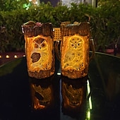 cheap Pathway Lights &amp; Lanterns-Outdoor Solar Waterproof Resin Animal Tree Stump Hanging Lanterns – Owl, Fox, Squirrel, Tree Hole, Santa Claus Decorative LED Lights for Garden, Yard, Lawn, Pathway, Patio – Ambient Landscape Lighting