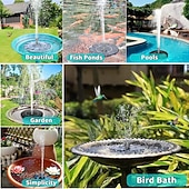 abordables Éclairage subaquatique-Pompe solaire pour fontaine, abreuvoir à oiseaux, jardin, bassin &amp;Décoration extérieure, lumières LED colorées, panneau en verre amélioré, petite fontaine à eau pour aquarium &amp; piscine