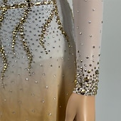 halpa Taitoluistelupuvut-Taitoluistelupuku Naisten Tyttöjen Luistimet Hameet Kulta Tilkkutäkki Avoin selkä Silmukka Erittäin elastinen Kouluts Kilpailu Luisteluasu Klassinen Kristalli / Strassi Pitkähihainen Luistelu