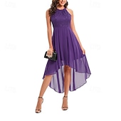 cheap Chiffon Dresses-Women's Midi Dress Chiffon Dress Casual Dress Elegant Fashion Modern Outdoor Vacation Party Regular Fit Plain Sleeveless Halter Neck Blue Pink Purple Summer Spring