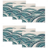 お買い得  Placemats＆Coasters＆Trivets-夏の海をイメージしたダイニングプレイスマット、ポリエステル100％の長方形テーブルマット、海の幾何学模様デザイン、洗濯機洗い可能、耐熱性、耐久性のあるテーブルプロテクター、モダンなホームキッチン