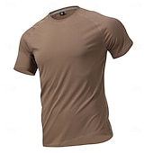 abordables Camisetas casuales de hombre-Hombre Camiseta Camisa manga corta Camiseta superior Manga Corta Cuello Barco Verano Primavera Color sólido Ropa de calle Elegante Básico Secado rápido Delgado Diario Exterior Vacaciones Café