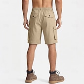cheap Classic-Men's Tactical Cargo Cargo Shorts Shorts Casual Shorts Drawstring Pocket Elastic Waist Plain Comfort Breathable Knee Length Casual Outdoor Beach Vacation Fashion Black Navy Blue Inelastic