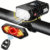 tanie latarki taktyczne-Zestaw oświetlenia rowerowego, przednie światło przednie o mocy 1000 lumenów, ładowane przez USB, tylne światło z bezprzewodowymi kierunkowskazami, wodoodporne, wysokiej jasności diody LED do rowerów