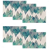 お買い得  Placemats＆Coasters＆Trivets-夏の海をイメージしたダイニングプレイスマット、ポリエステル100％の長方形テーブルマット、海の幾何学模様デザイン、洗濯機洗い可能、耐熱性、耐久性のあるテーブルプロテクター、モダンなホームキッチン