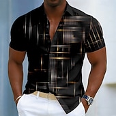 Χαμηλού Κόστους Γεωμετρικά σχήματα-Ανδρικά Γεωμετρικό Linie Αφηρημένη τέχνη Πουκάμισο Πουκάμισο με κουμπιά Κοντομάνικο Business Casual Καθημερινά ΕΞΩΤΕΡΙΚΟΥ ΧΩΡΟΥ Διακοπές Καλοκαίρι Άνοιξη Απορρίπτω 3D εκτύπωση Λινό σαν πουκάμισο