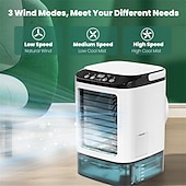 economico Ventilatori da Scrivania-Ventilatore condizionatore portatile, raffrescatore evaporativo personale da 1400 ml con 10 ore di autonomia, ventilatore da tavolo con umidificatore a nebulizzazione, mini condizionatore a 3 velocità
