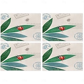 Χαμηλού Κόστους Placemats &amp; Coasters &amp; Trivets-Σουπλά τραπεζαρίας από ύφασμα με λουλούδια και πεταλούδα τεσσάρων εποχών, υφασμένο ορθογώνιο τραπεζομάντιλο 100% πολυεστέρα, σχέδιο με λουλουδάτο μοτίβο λιβελούλας πεταλούδας, πλένεται στο πλυντήριο,