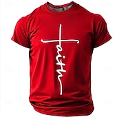  Hombre Cruz Fe Camiseta Manga Corta Camiseta Impresión 3D Cuello Barco Camisa Moda Design Sencillo Casual Diario Fiesta Rojo Verano Primavera Ropa S M L XL XXL XXXL