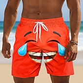 voordelige Retro Vintage &amp; Ethisch-Voor heren 3D-cartoon Grappig Lach gezicht Lange zwembroeken Badpakken Zwembroeken Boardshorts Medium Taille Retro vintage Strandvakantie Zijzakken Mesh voering Elastische tailleband met trekkoord